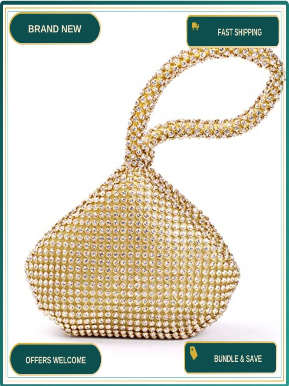 Rhinestone Triangle Evening Bag Wristlet Party Prom Wedding Purse
